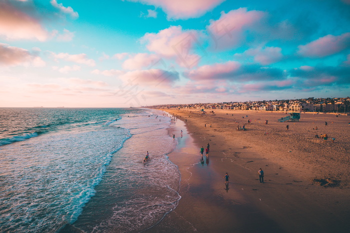 非主流夏日黄昏海滩图片