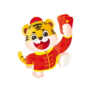 手绘2022虎年新年春节卡通老虎形象IP插画元素AI设计素材图案