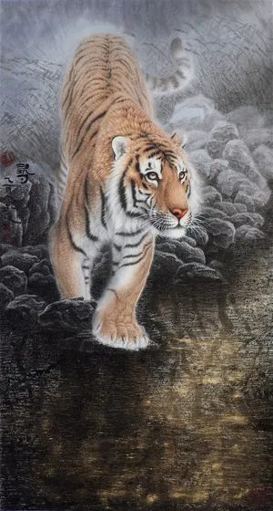 国画老虎工笔画