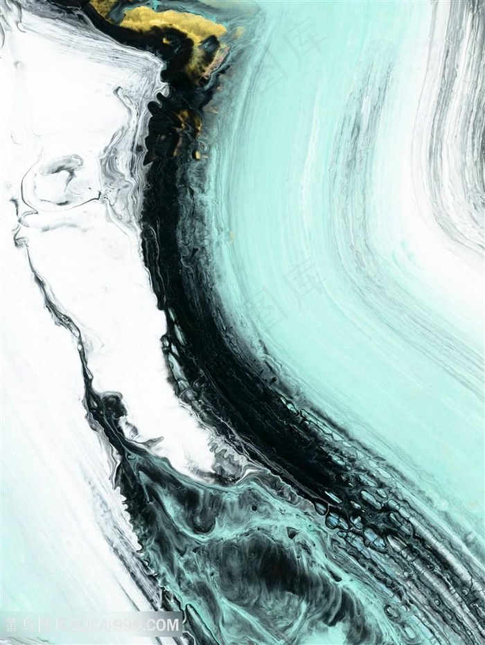 蓝绿色水墨大理石底纹背景