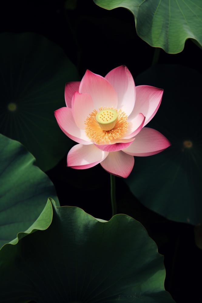 莲花光影暗黑摄影图(896x1344)