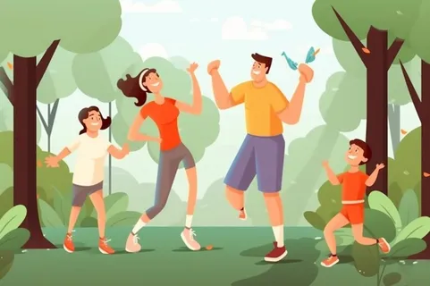 清爽淡绿亲子运动背景