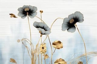 中国风意境线条金色荷花背景