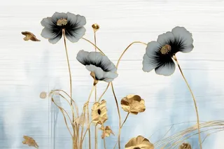 中国风意境线条金色荷花背景