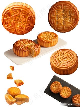 莲蓉蛋黄月饼美食png图片