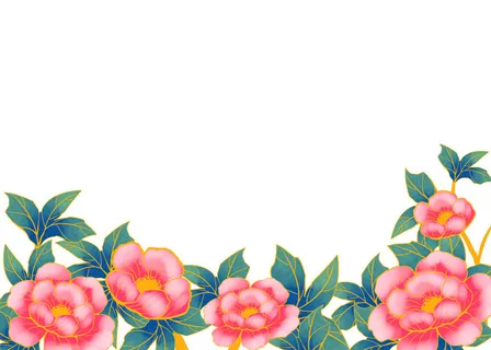 手绘国潮中国风古典牡丹花国花花卉装饰图案PSD设计素材