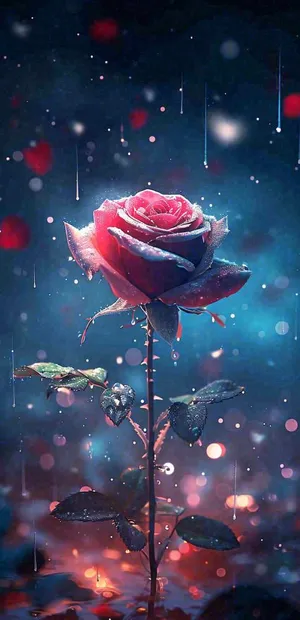 雨天荆棘粉色玫瑰，夜光星光爱情浪漫，情人节