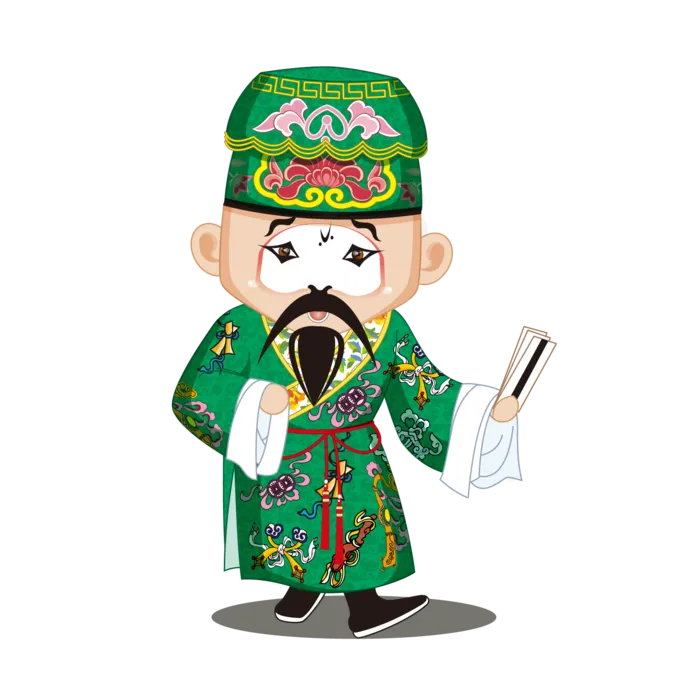 卡通京剧戏剧人物脸谱插画PNG图片 国潮中国风Q版戏剧人物PS素材