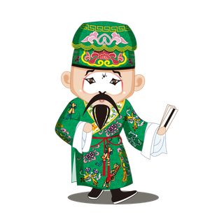 卡通京剧戏剧人物脸谱插画PNG图片 国潮中国风Q版戏剧人物PS素材