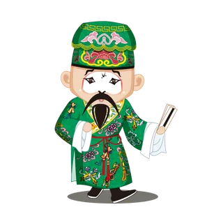 卡通京剧戏剧人物脸谱插画PNG图片 国潮中国风Q版戏剧人物PS素材