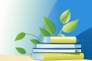 黄绿色清新渐变书籍背景