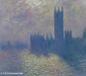 印象派莫奈海边大厦风景油画图片 印象派莫奈海边大厦风景油画图片