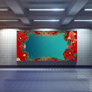 中国风国潮展板背景psd分层模板