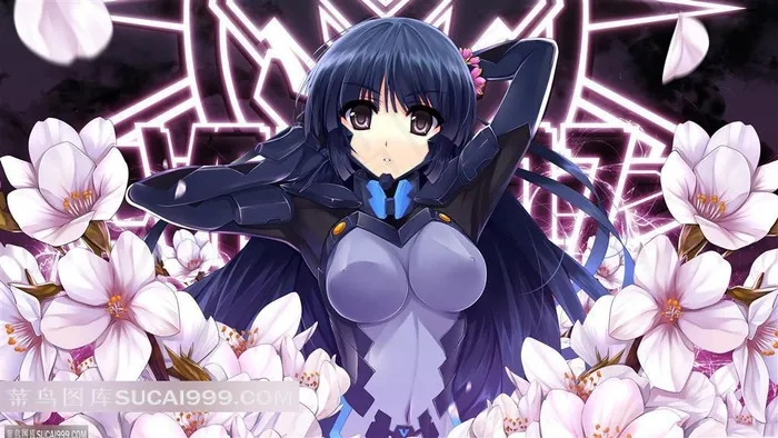 鲜花美少女动漫插画素材