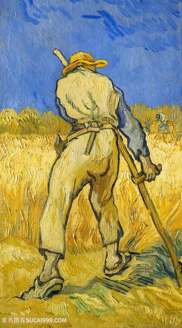 梵高田间劳作的男性人物油画图片