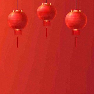 中国红创意喜庆灯笼，元旦新年小年除夕