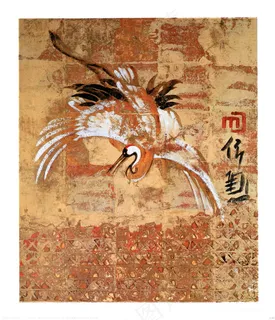 仙鹤复古艺术插画