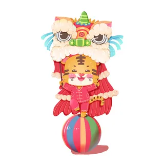 2022虎年吉祥物卡通公仔小老虎形象设计福字元素手绘插画psd素材