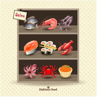 货架上的食物矢量素材ai格式ai矢量模版下载