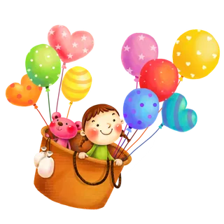 热气球卡通简笔