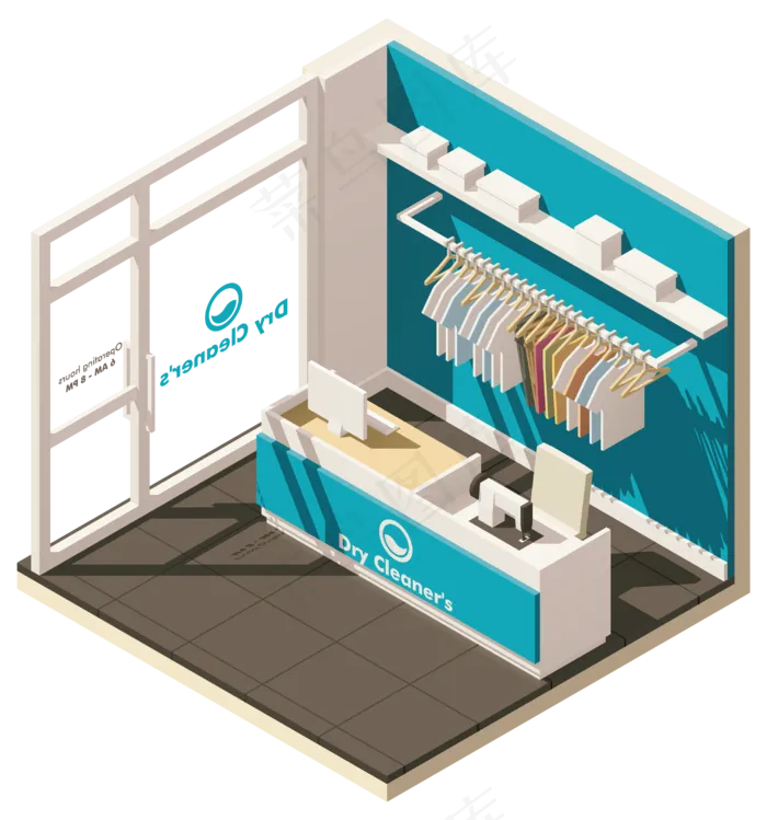 现代城市建筑_矢量卡通商铺效果图