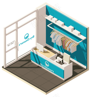 现代城市建筑_矢量卡通商铺效果图
