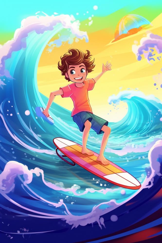 清爽海洋漂流男孩海浪背景