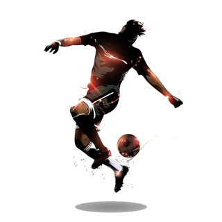 足球运动员踢球射门免抠