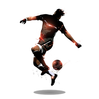 足球运动员踢球射门免抠