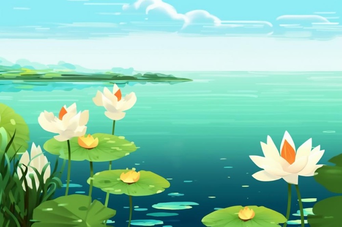 创意简约绿色清新国风莲花背景(1344x896)