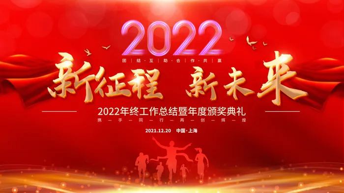 乘风破浪梦想起航2022企业公司虎年年会晚会舞台展板背景素材