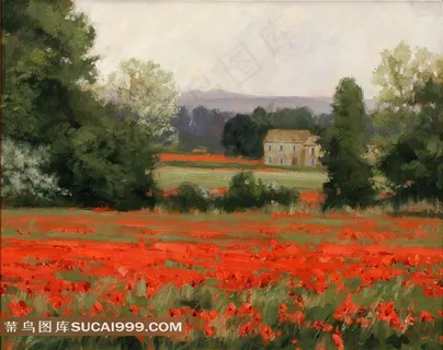 世界传世名画作品红色的花