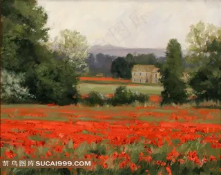 世界传世名画作品红色的花