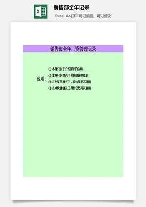 销售部全年记录财务行政EXCEL模板预览图