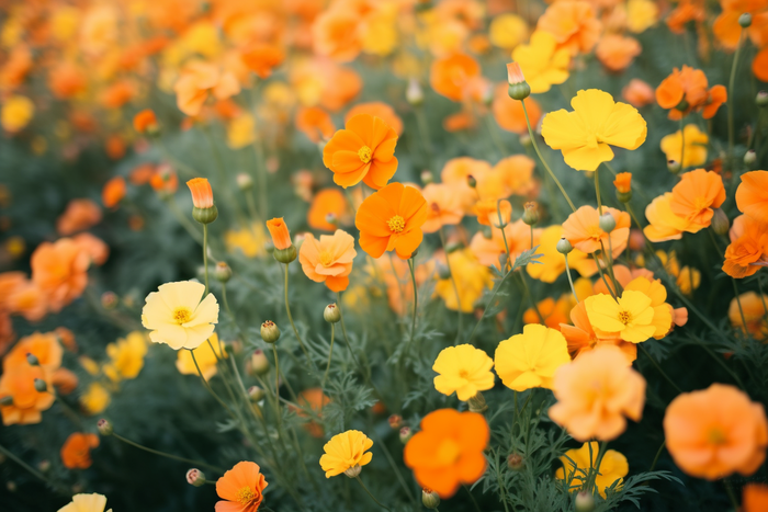 黄色橙色的花朵花海摄影图