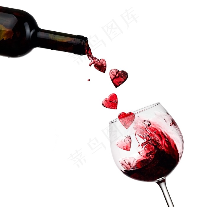 倒出心形的葡萄酒的高清图片