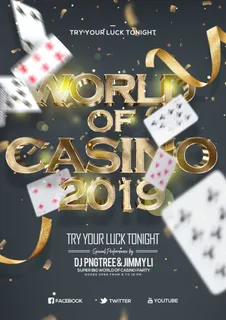 赌场黑蓝色传单海报