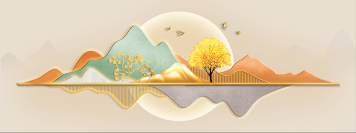 抽象麋鹿山水装饰画