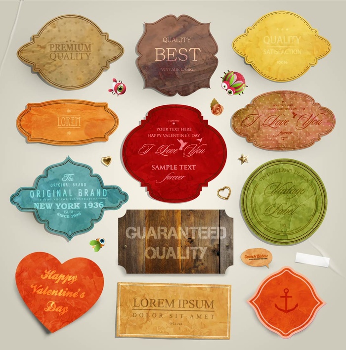 免抠复古贴纸标签