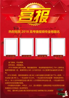 喜报战报海报贺喜金榜题名