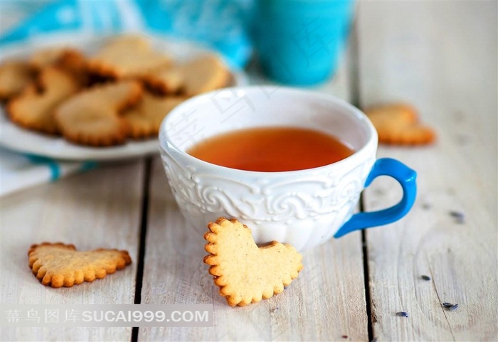 创意心形饼干茶图片