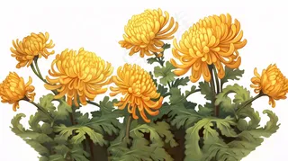 黄色菊花花丛插画素材