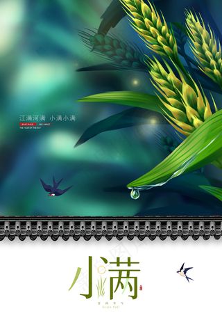 清新二十四节气小满节日海报
