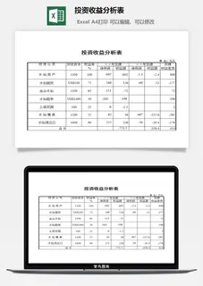 投资收益分析表excel模板