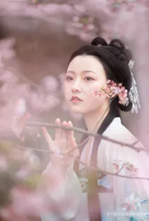 花海中的古典汉服美女图片