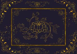 国潮鎏金复古烫金国风孔雀仙鹤装饰画素材PSD