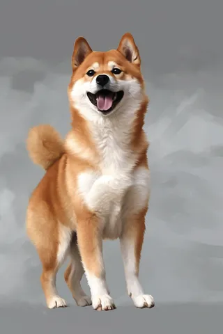 一只可爱的柴犬宠物狗灰色背景