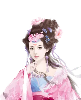 古典美女手绘免扣