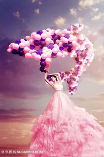 粉色长裙与气球