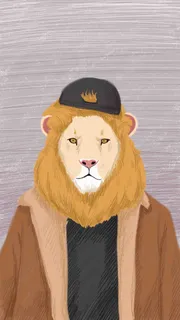 北欧卡通动物先生装饰画 